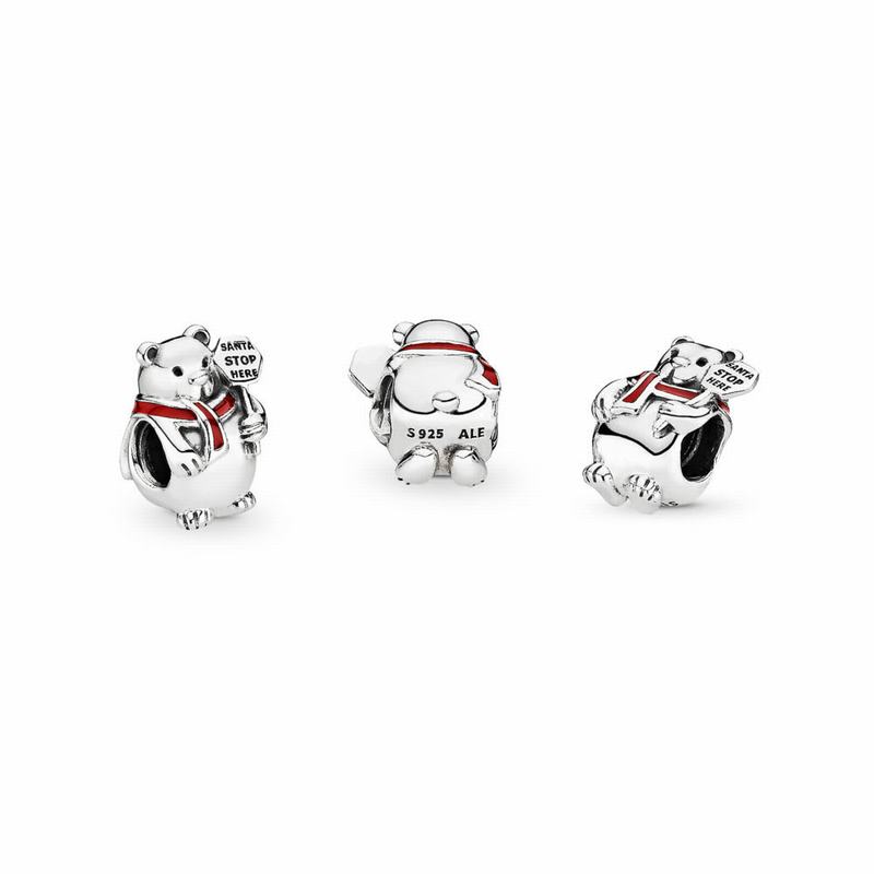 Talismane Pandora Christmas Polar Bear Argint/Rosii (yLTNac9o)